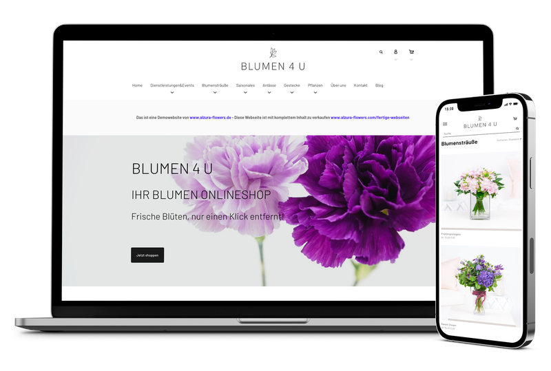 blumen4u.de - Fertige Website inkl. Onlineshop für Floristen